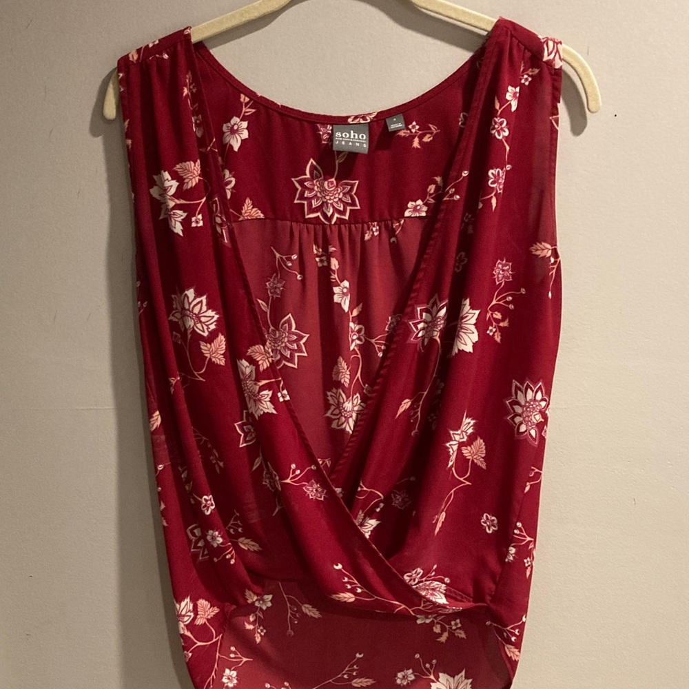 Soho Burgundy Floral Women's Blouse